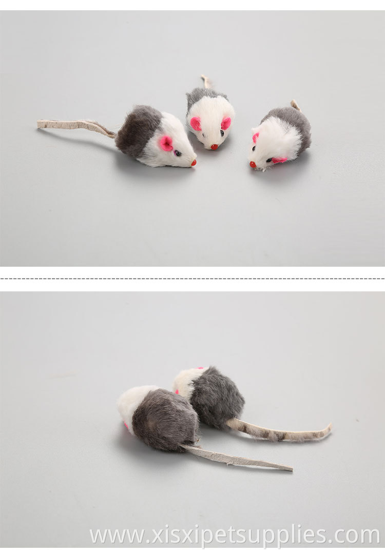 Rabbit Fur mice cat toy with rattle